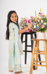 Organza Kurta Palazzo with Stylish Gotta Work