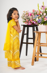 Organza Kurta Palazzo with Stylish Gotta Work - Yellow