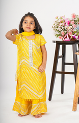 Organza Kurta Palazzo with Stylish Gotta Work - Yellow