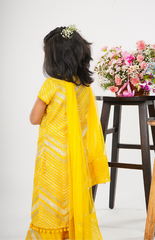 Organza Kurta Palazzo with Stylish Gotta Work - Yellow