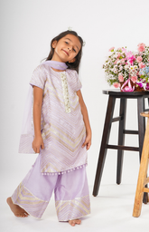 Organza Kurta Palazzo with Stylish Gotta Work - Lavender