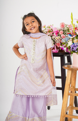 Organza Kurta Palazzo with Stylish Gotta Work - Lavender