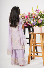 Organza Kurta Palazzo with Stylish Gotta Work - Lavender