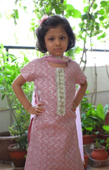 Kurta Palazzo with Gotta Work in Zig Zag Pattern - Onion Pink