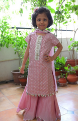 Kurta Palazzo with Gotta Work in Zig Zag Pattern - Onion Pink