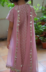 Kurta Palazzo with Gotta Work in Zig Zag Pattern - Onion Pink