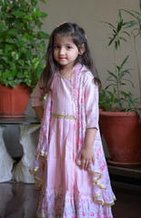 Floor Length Anarkali with Floral Cape and Stylish Ruffles