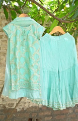 Kurta and Sharara Set with Beautiful Silver Gotta Work - Blue