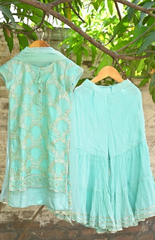 Kurta and Sharara Set with Beautiful Silver Gotta Work - Blue