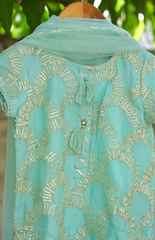 Kurta and Sharara Set with Beautiful Silver Gotta Work - Blue