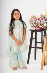 Organza Kurta Palazzo with Stylish Gotta Work