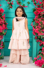 Sleeveless Peplum Garara Set - Light Pink