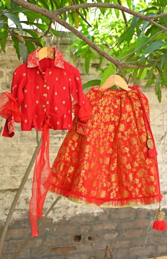 2 Piece Girls shirt and ghagra set