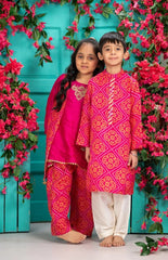 Rani Pink Silk Kurta Palazzo Set with Cape Jacket