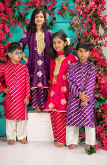 Leheriya Gaji Silk Peplum Palazzo Set – Rani Pink/Gold