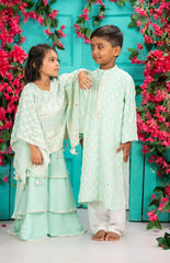 Lucknowi Poncho with Layered Garara Set – Light Pink