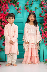 Lucknowi Poncho with Layered Garara Set – Light Pink