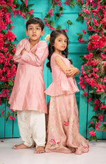 Chanderi Bird Embroidered Ghagra Set – Pink